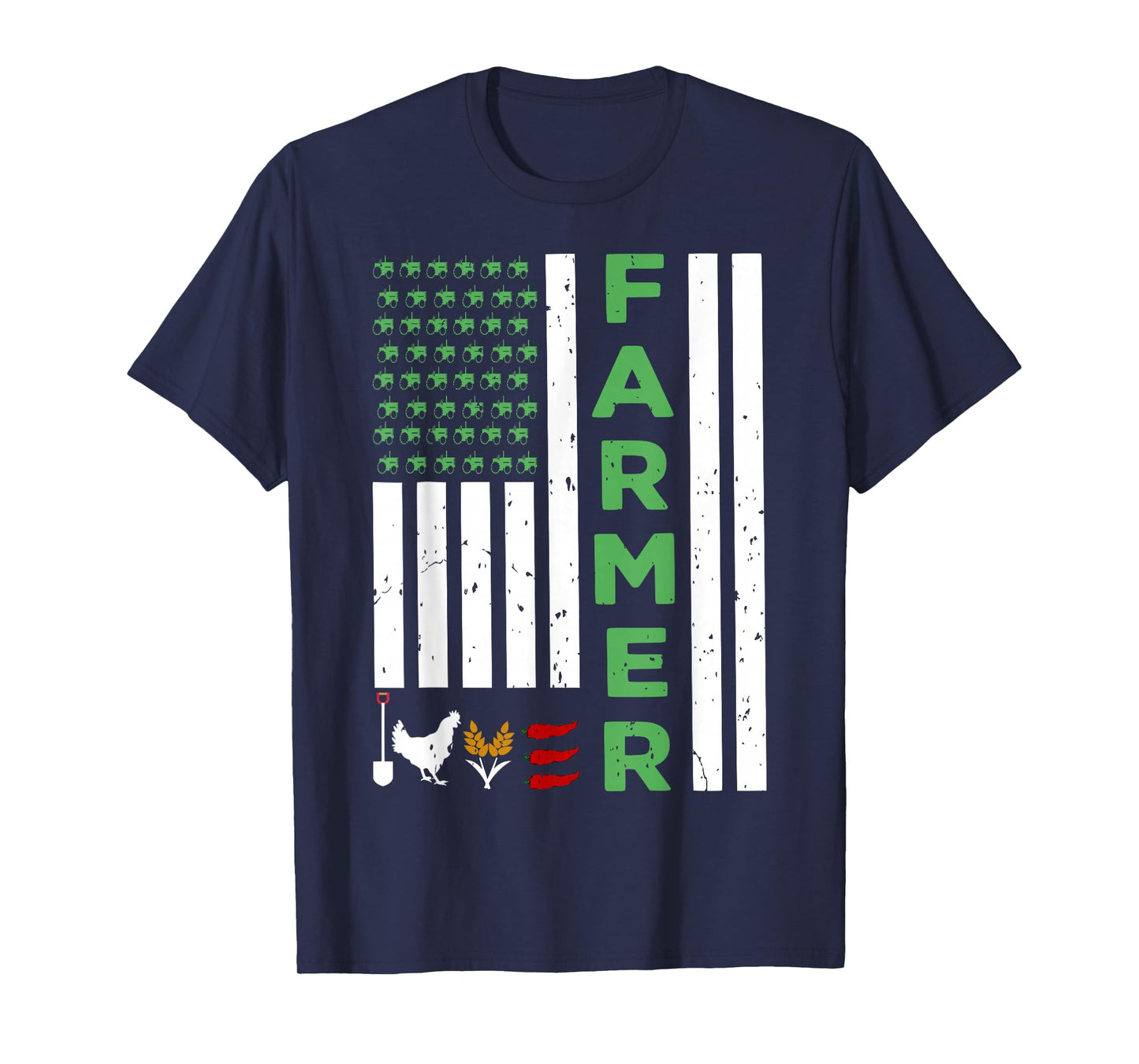 Tractor Farmer American Flag Agricultural Worker T-Shirt