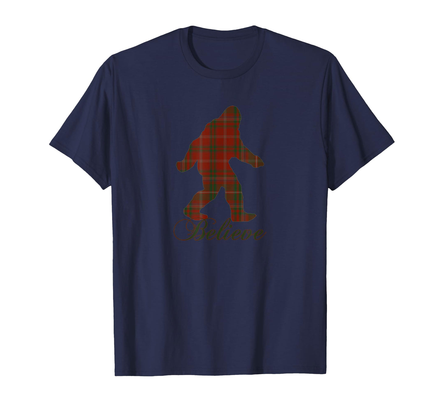 Plaid Bigfoot Sasquatch Yeti Believe Christmas Pajamas Gift T-Shirt