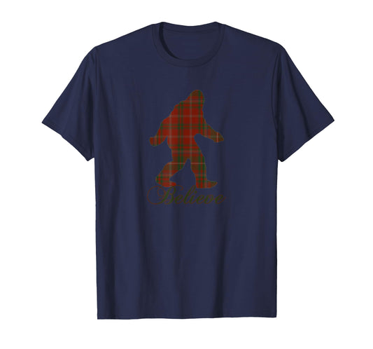 Plaid Bigfoot Sasquatch Yeti Believe Christmas Pajamas Gift T-Shirt