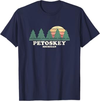 Petoskey MI Vintage Throwback Tee Retro 70s Design T-Shirt
