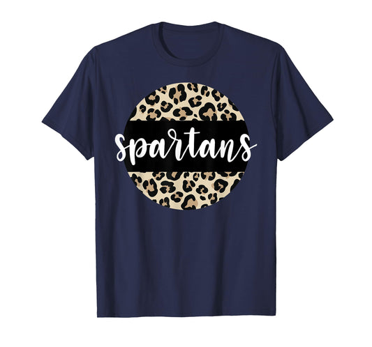 Leopard Print Spartans Team Mascot School Spirit Game Night T-Shirt