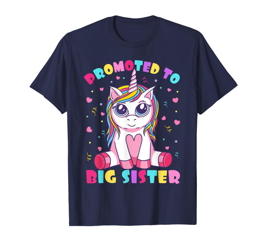 Promoted To Big Sister Cute Unicorn Lover Kids Girls T-Shirt