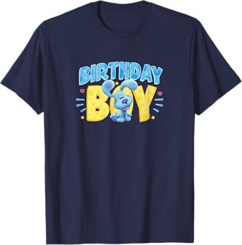 Blue's Clues & You Birthday Boy Blue Big Chest Text Logo T-Shirt