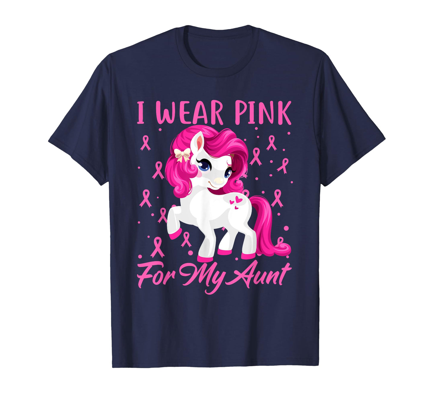 I Wear Pink For My Aunt Breast Cancer Awareness Unicorn T-Shirt