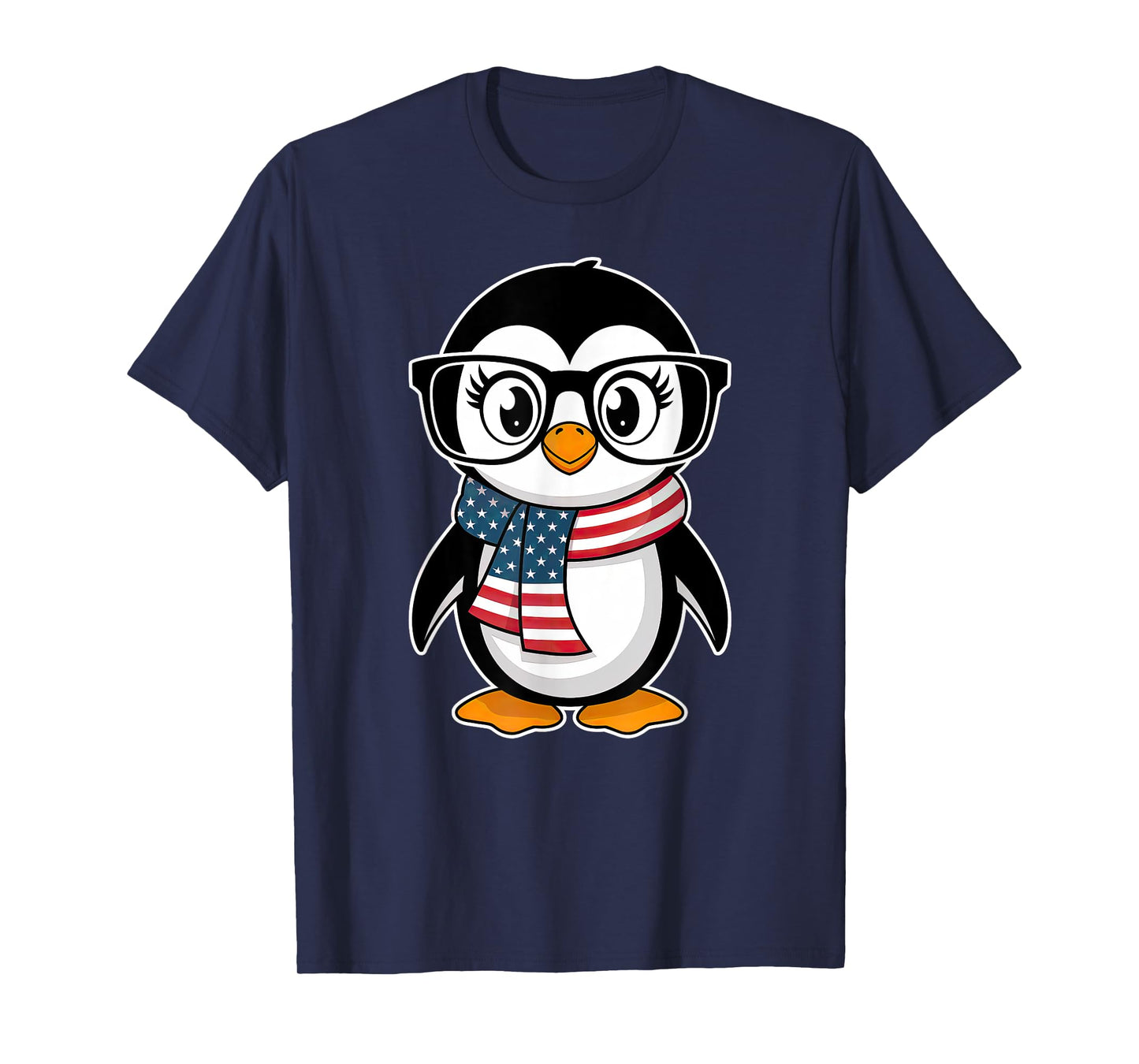 Penguin 4th of July USA American Flag Patriotic Cute T-Shirt