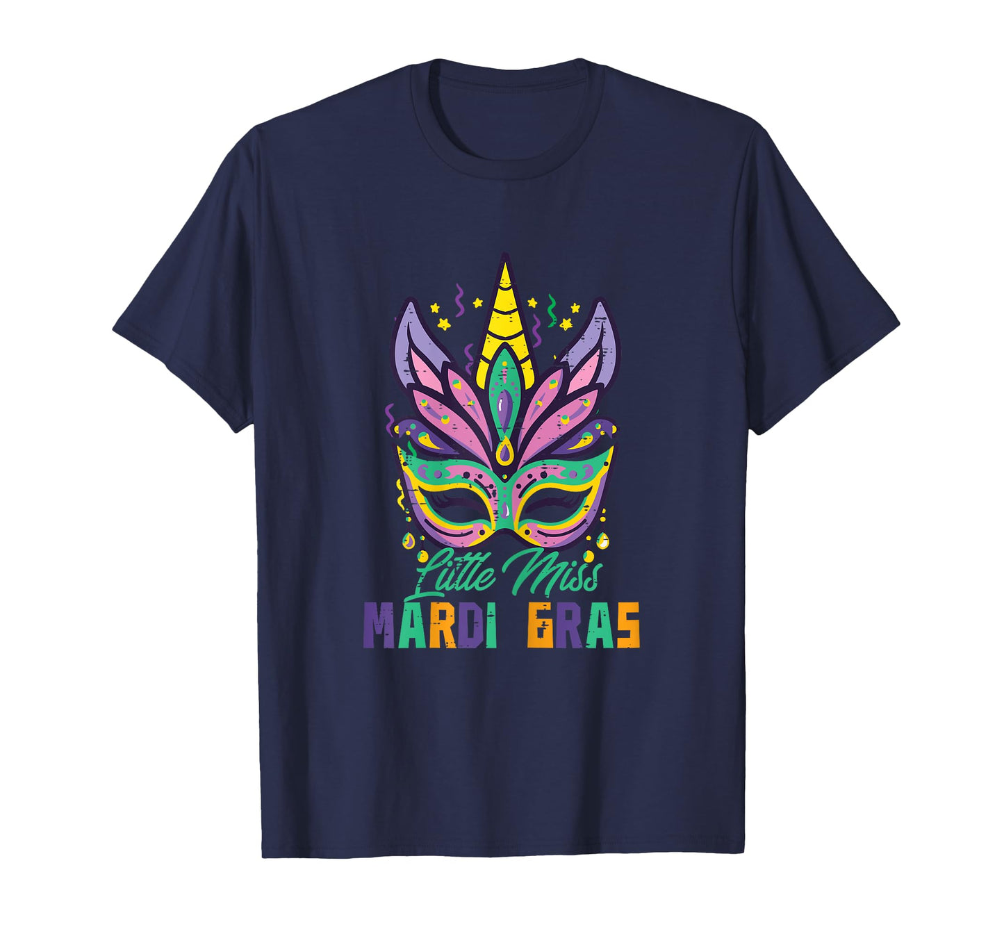 Little Miss Mardi Gras Unicorn Mask Toddler Girls Kids Youth T-Shirt