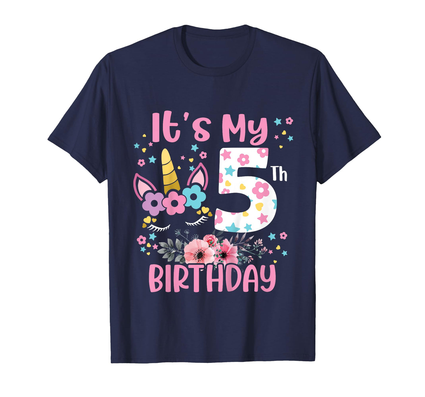 Its My 5 Years Old Gift Girls Teens 5th Birthday Unicorn T-Shirt