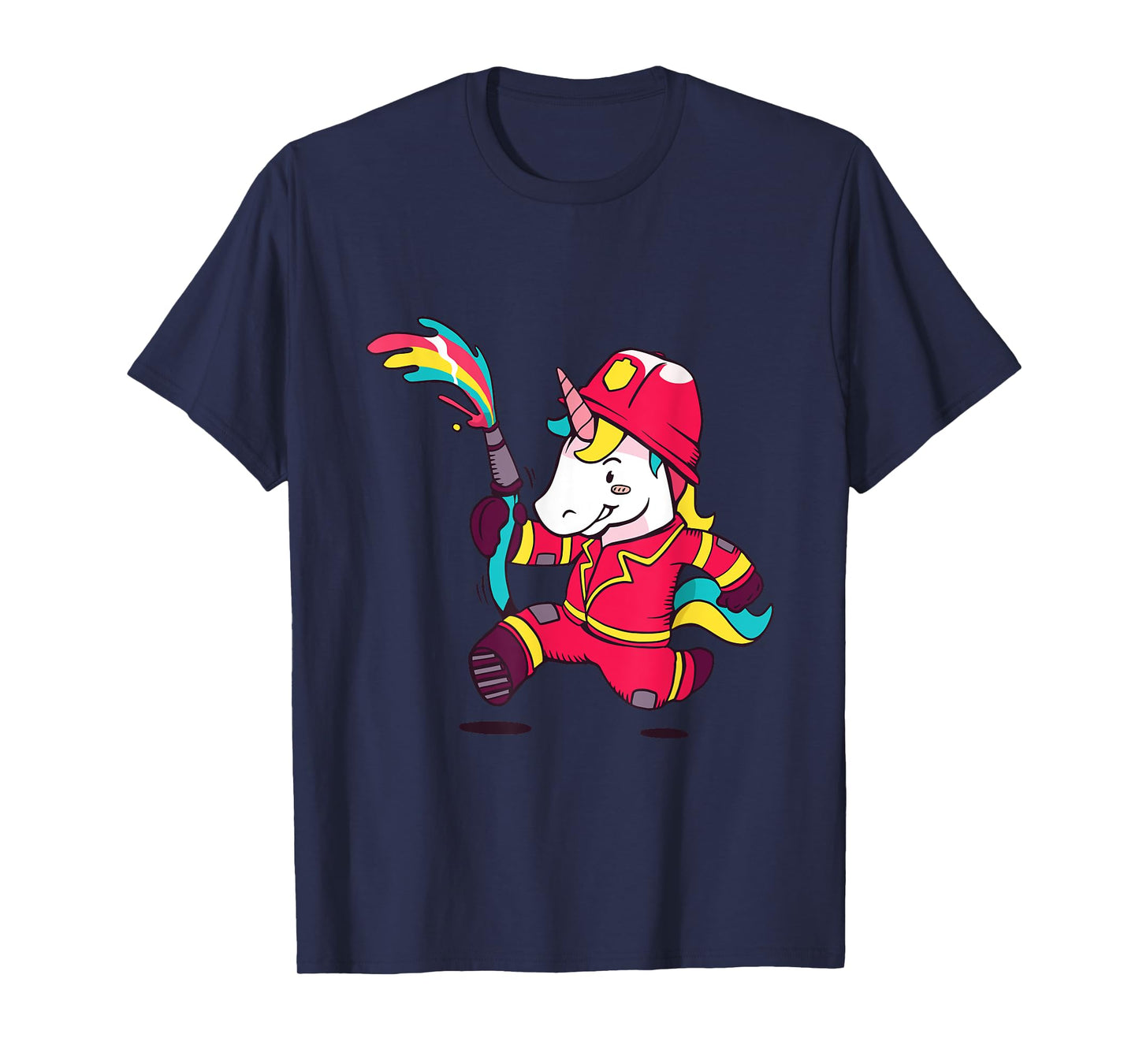 Cute Unicorn Fireman Cartoon Rainbow Unicorn T-Shirt