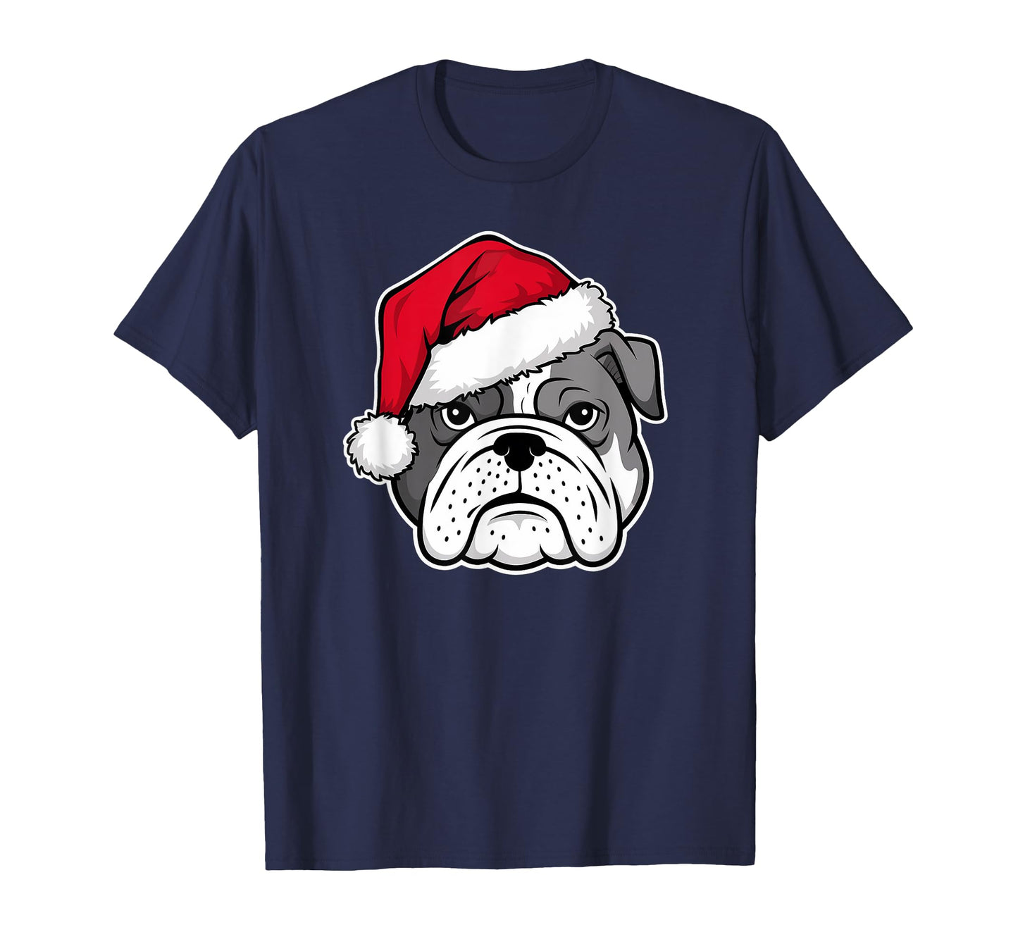 Joyful Bulldog Santa Dog on Bulldog Christmas T-Shirt