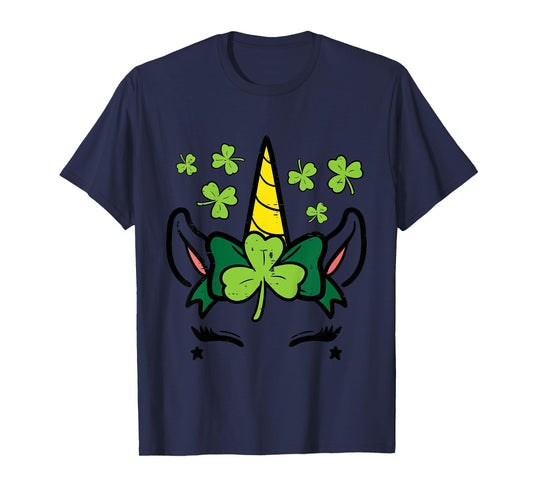 Kids St Patricks Day Unicorn Face Saint Pattys Girls Kids Toddler T-Shirt