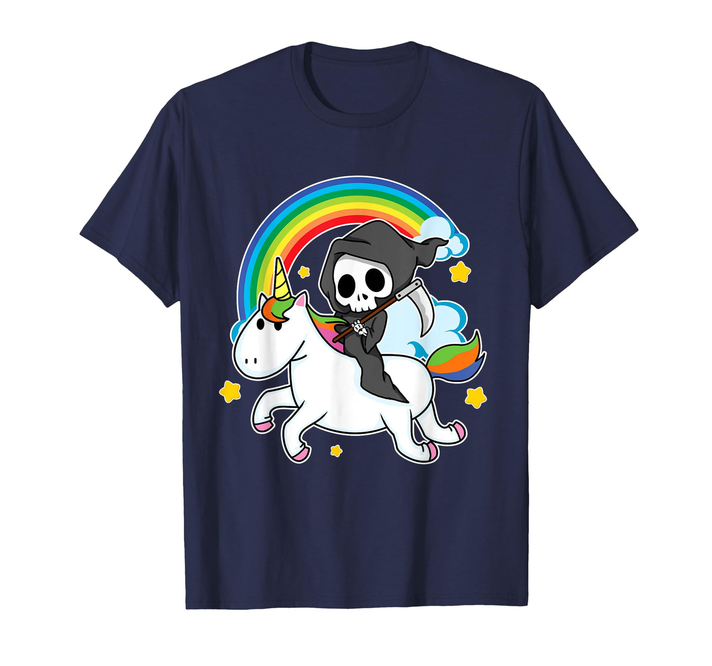 Halloween Unicorn Costume Grim Reaper Riding Unicorn T-Shirt