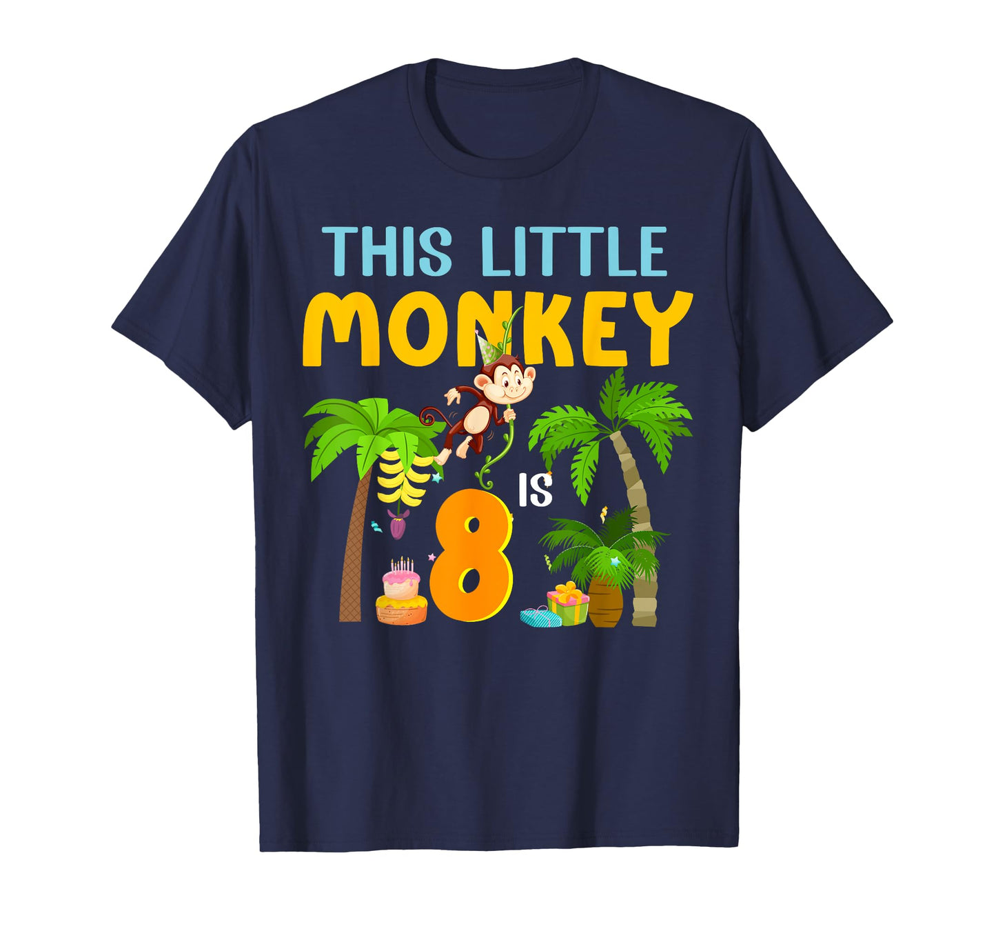 This Little Monkey Is 8 Jungle Animal 8th Bday 8 Years Old T-Shirt