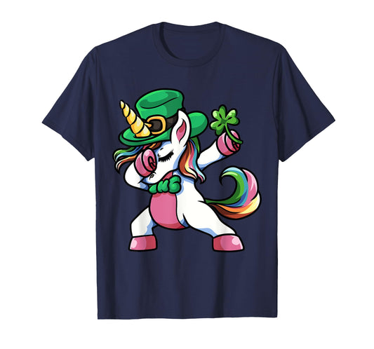 St Patricks Day Dabbing Unicorn Lepricorn Shirt Irish Girls. T-Shirt