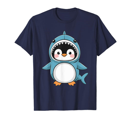 Cute Penguin Dressed As Shark Funny Kawaii Penguin T-Shirt