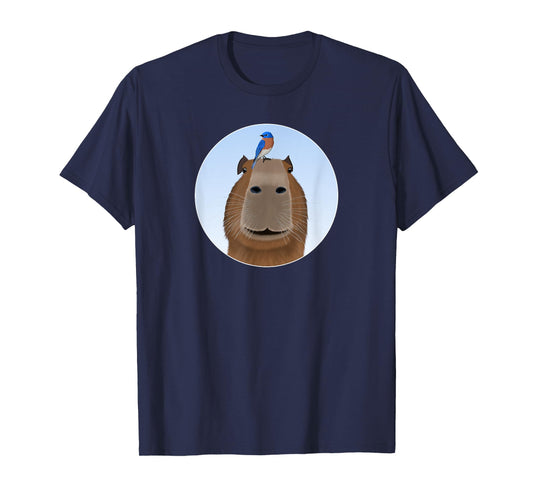 Capybara with Bluebird Bird Birdwatching Birding Animal T-Shirt