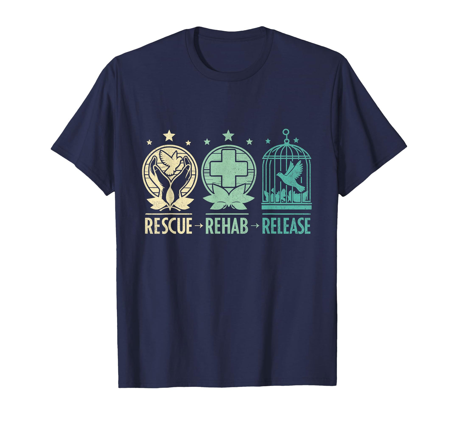 Rescue, Rehab, Release Wildlife Conservation & Care T-Shirt, Small, Black