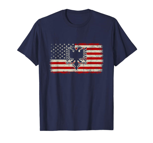 Albania American USA Flag Patriotic Albanian T-Shirt for Women Men