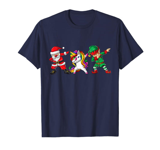 Dabbing Santa Elf Unicorn Christmas Kids Boys Men Xmas Gifts T-Shirt