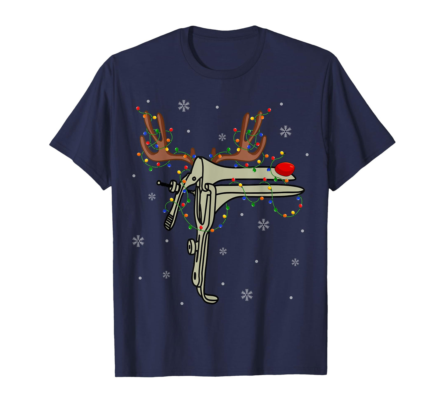Speculum Reindeer Xmas Light Medical OB GYN Nurse Christmas T-Shirt