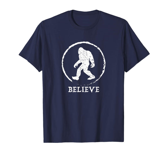 Authentic Bigfoot & Yeti T Shirts Bigfoot Sasquatch Yeti Believe T-Shirt Grey Unisex Classic Fit Short Sleeve Cotton 50% Polyester 50% Small