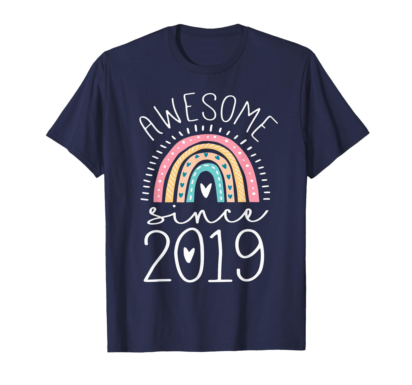 Awesome Since 2019 6th Birthday Rainbow Gifts Born In 2019 T-Shirt