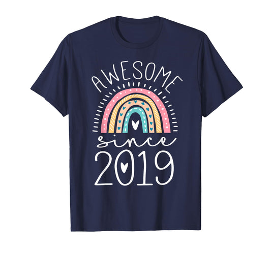 Awesome Since 2019 6th Birthday Rainbow Gifts Born In 2019 T-Shirt