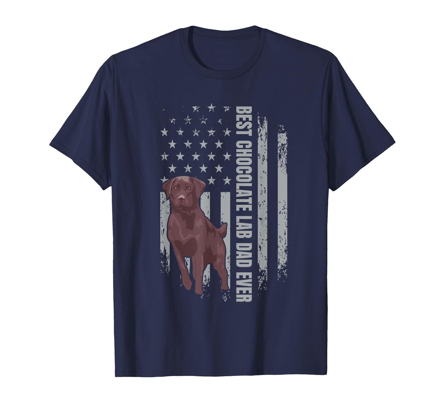 Chocolate Lab Dad American Flag Brown Labrador Retriever T-Shirt