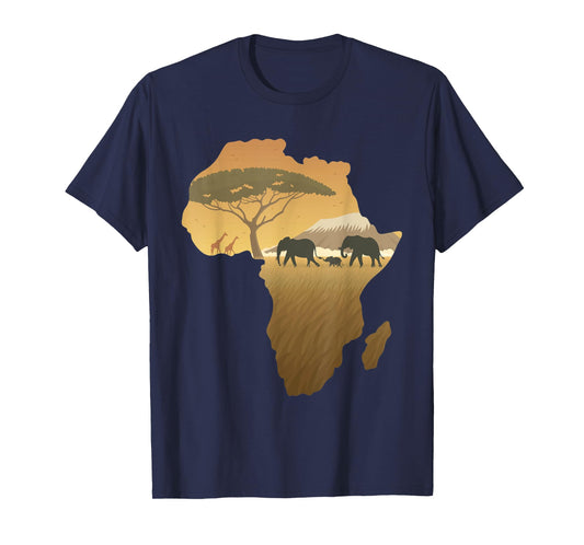 Africa T-Shirt Elephant Map Dad South Animal Big Five Safari T-Shirt