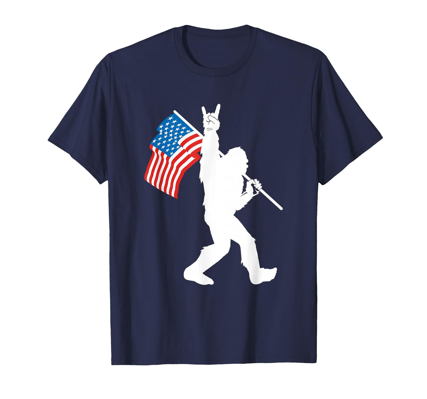 Funny Bigfoot Rock and Roll USA Flag for Sasquatch Believers T-Shirt