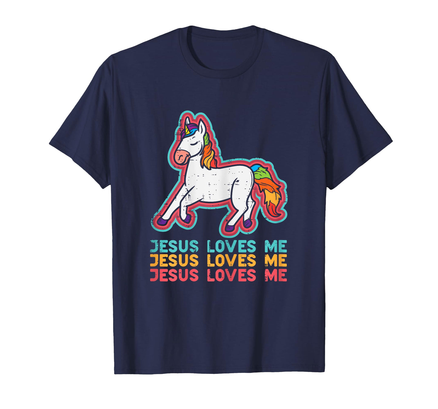 Unicorn Jesus Loves Me Catholic God Christian Women Girls T-Shirt