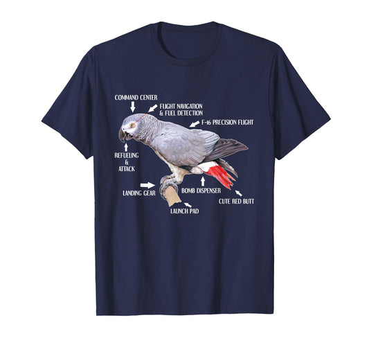Anatomy Of An African Grey Parrot T-Shirt Funny Bird Gift T-Shirt