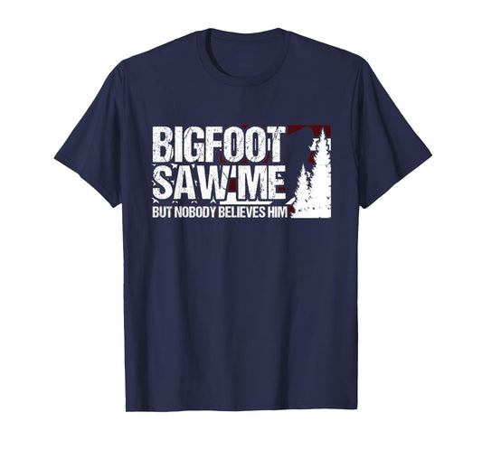 Bigfoot Saw Me But Nobody Believes Him Sasquatch USA Flag Women Kids Men T-Shirt
