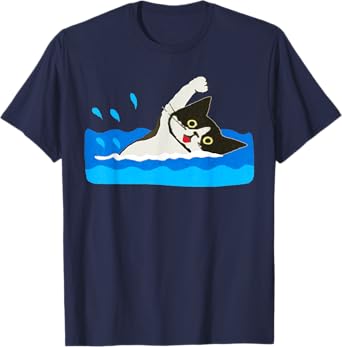 Cat Swimming Pool T-Shirt for Men Women Kids