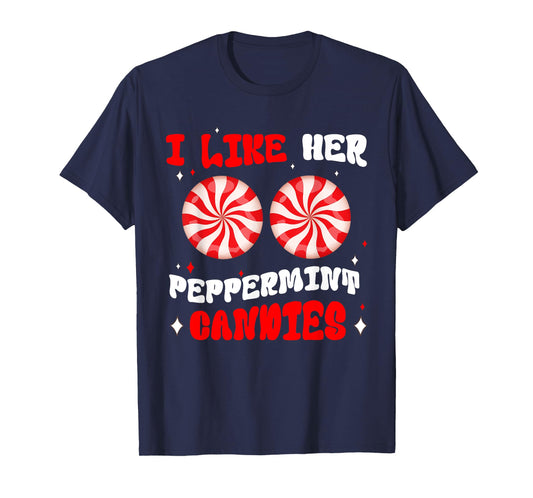 Couples Matching Christmas I Like Her Peppermint Candies T-Shirt
