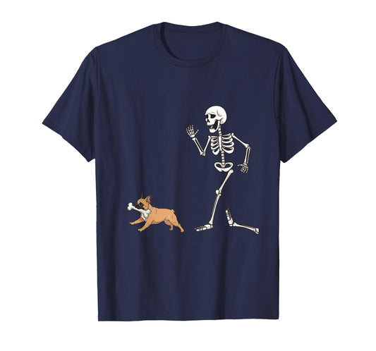 Funny Halloween French Bulldog and Skeleton T-Shirt
