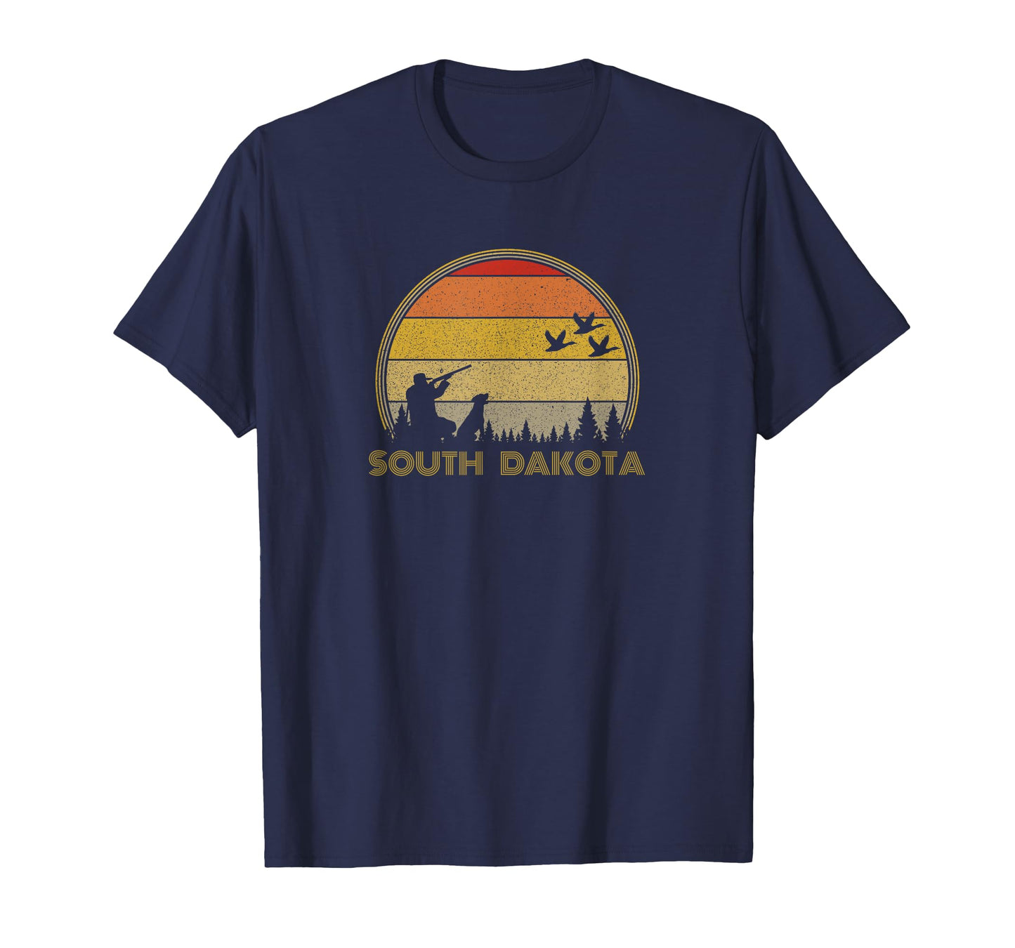 South Dakota Pheasant Hunter Bird Hunting Sunset Retro T-Shirt