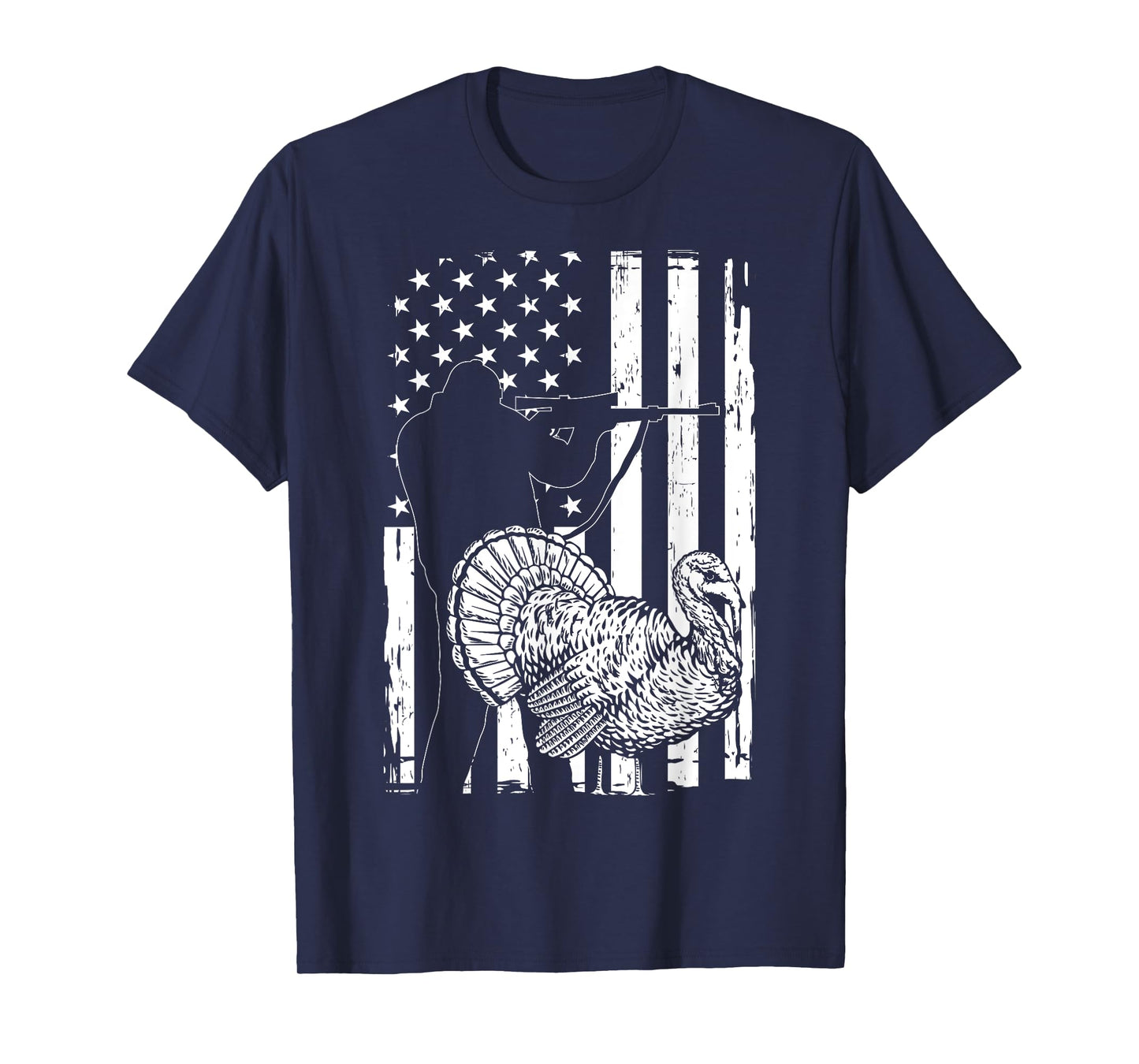 Turkey Hunting American Flag USA Turkey Hunter Women Men T-Shirt