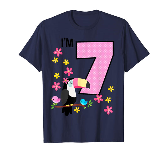 Toucan 7th Birthday 7 Year Old Birthday Girl Tropical Birds T-Shirt