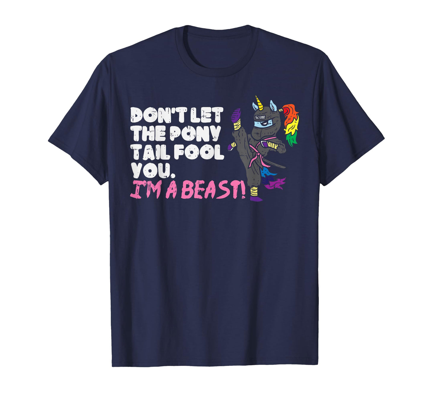 Karate Ninja Unicorn Ponytail Beast Martial Arts Girls Gift T-Shirt