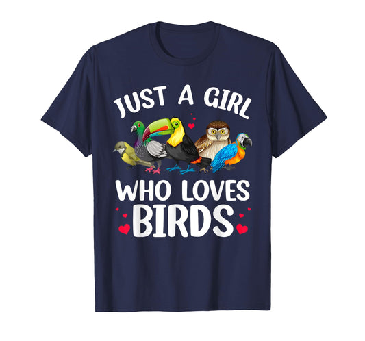 Funny Bird Lover Art For Girls Women Kids Bird Animal Lovers T-Shirt