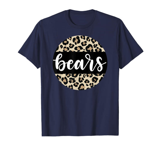 Leopard Print Bears Team Mascot School Spirit Game Night T-Shirt
