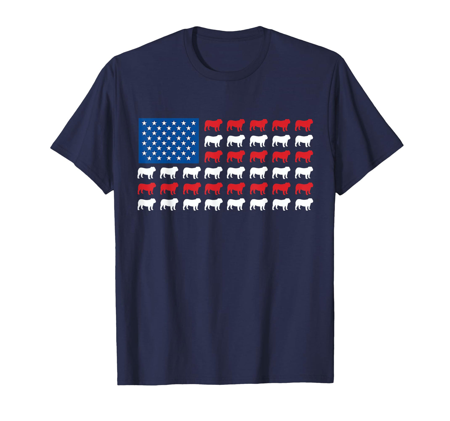 English Bulldog American Flag Patriotic 4th Of July Dog Men Women Kids T-Shirt