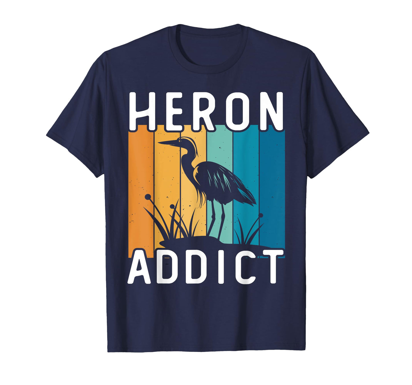 Retro Birding Heron Addict Bird T-Shirt