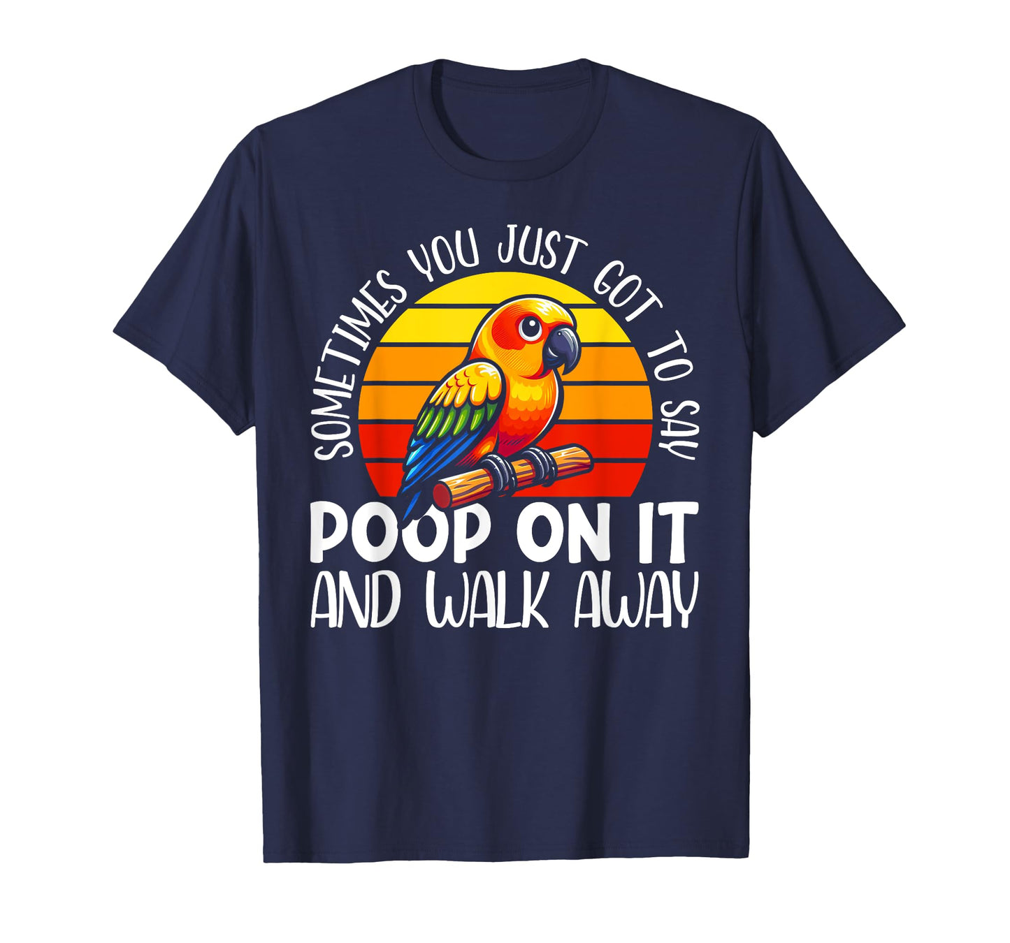 Sun Conure Parakeet Tee - Unisex Adults, Kids - Black - Bird Print - Short Sleeve - T-Shirt - Small