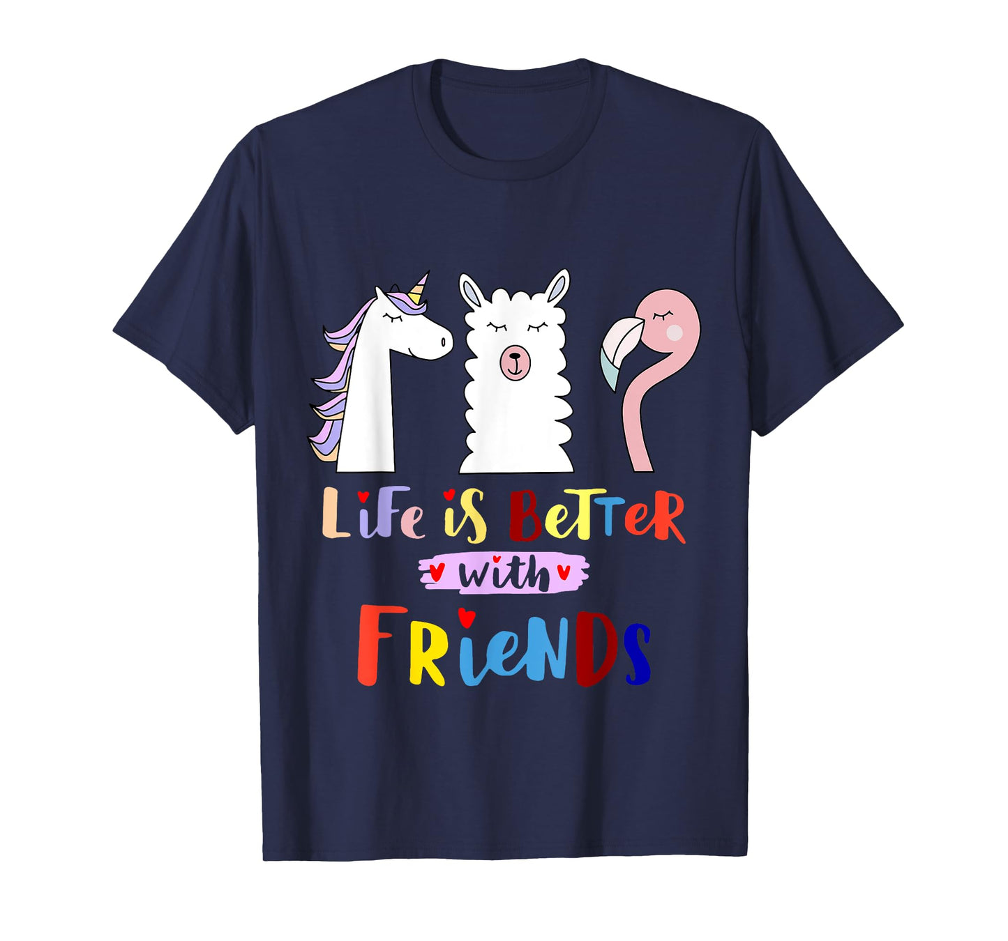 Das Leben besser mit mein Freunde - Llama Unicorn Flamingo T-Shirt