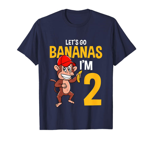 Lets Go Bananas 2nd Birthday Monkey 2 Year Old Boy Girl T-Shirt