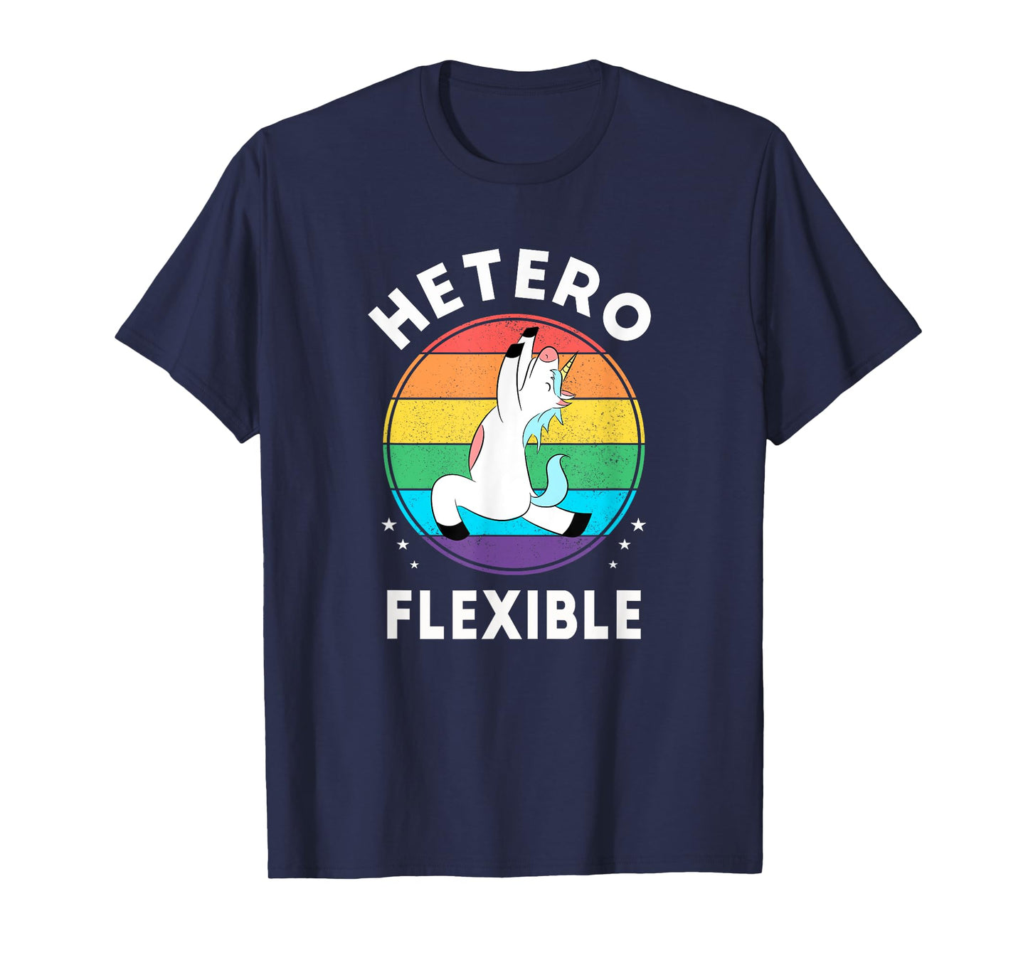 Heteroflexible Funny Yoga Unicorn Queer Ally Gay Pride Stuff T-Shirt
