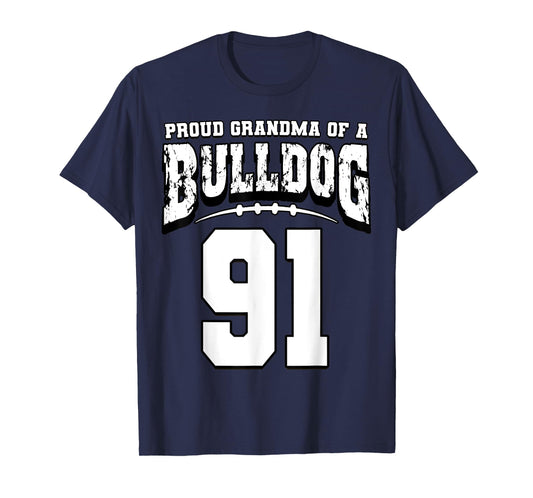 Proud Bulldog Football Grandma Of Player 91 T-Shirt