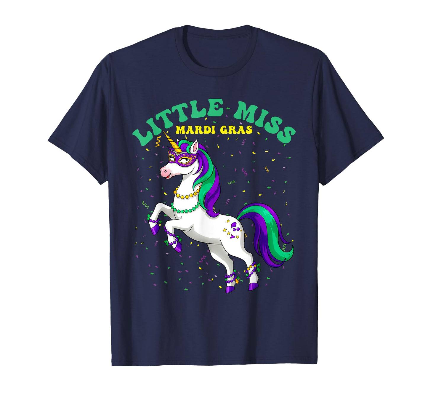 Little Miss Mardi Gras Unicorn Graphic for Women & Girls T-Shirt