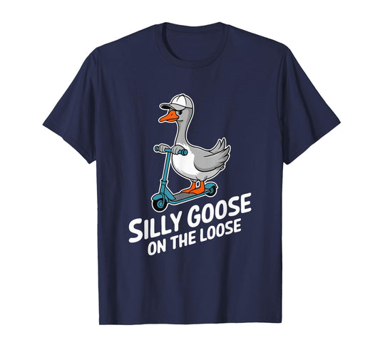 Funny Scooter Silly Goose on the loose Bird Animal Quirky T-Shirt